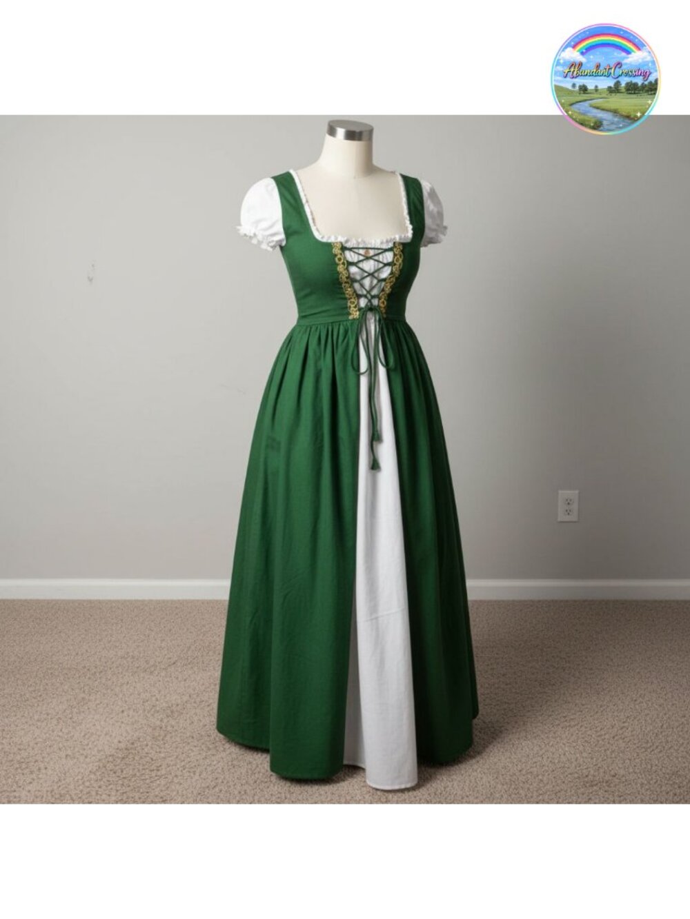Medieval Irish Overdress with Chemise Celtic Embroidered LARP Ren Faire